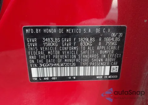 2020 Honda Fit Lx из США, поврежденный, VIN 3HGGK5H44LM720126